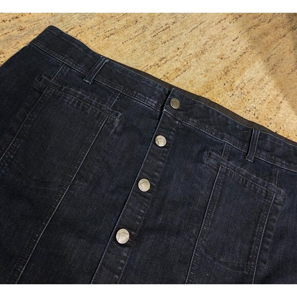 Lane Bryant Skirt Denim Jean Button Front Pencil Women Plus Sz 26W Tummy Control - Picture 7 of 13